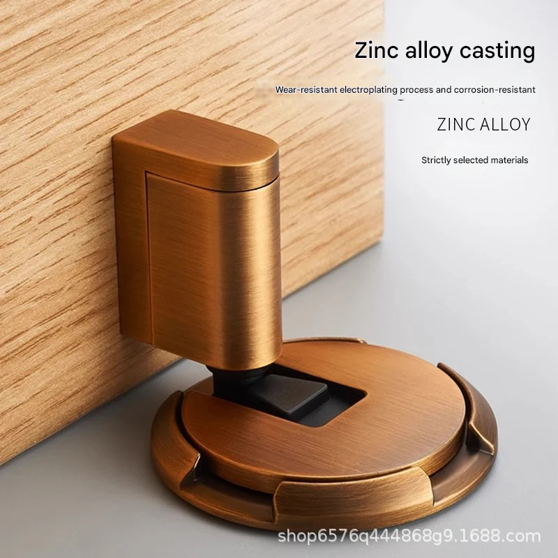 Invisible Mechanical Door Stopper – Punch-Free Zinc Alloy Floor-Mounted Stop